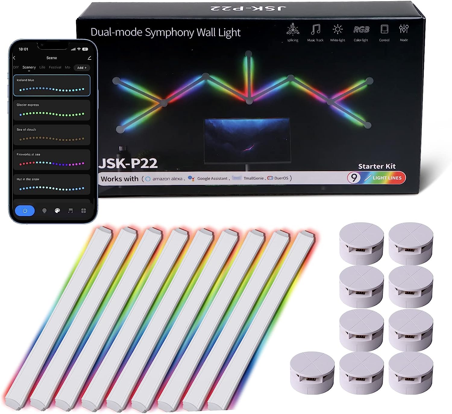 Nano Style Lines LED/RGB Wall Lights- 6 Line Expansion Pack!