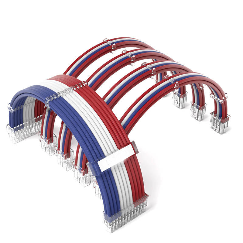 Colourful PSU Cable Extensions Kit 30CM Length. Red,White,Blue